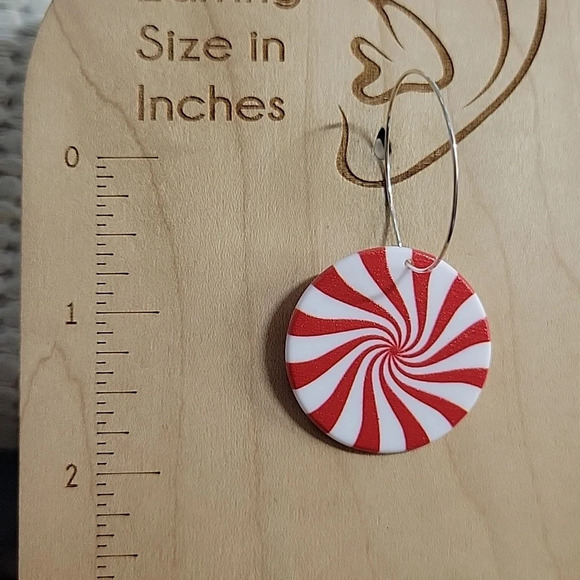 PEPPERMINT CANDY HOOP DROP EARRINGS, Choice of Color - Picture 6 of 7